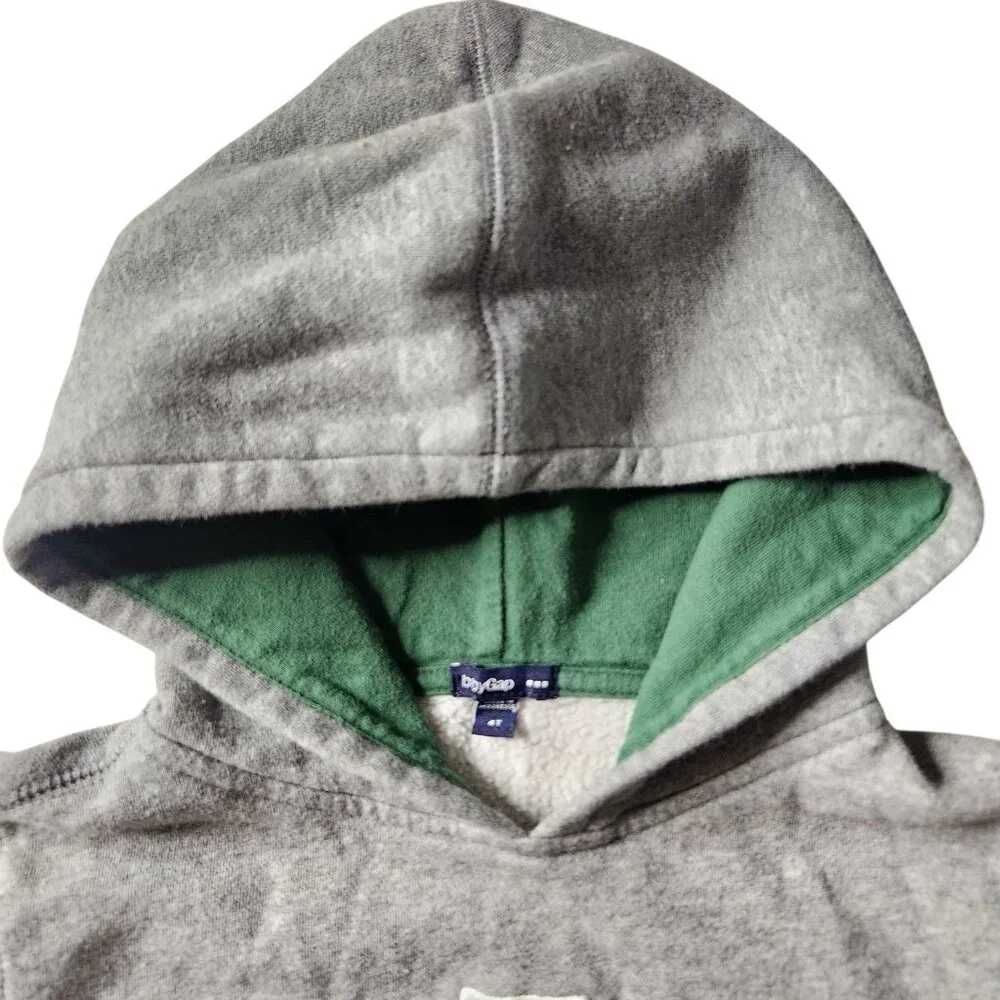 Vtg Gap Kids Grey Y2K Spell Out Logo Sweatshirt Pullover Hoodie Size 4T